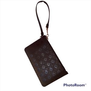 Leather Coach Wristlet Glossy Black NWOT